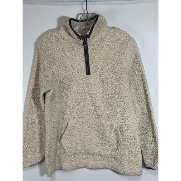 Te Verde Women's Fleece Pullover Jacket Quarter Zip Mock Neck Brown Small - Picture 1 of 6